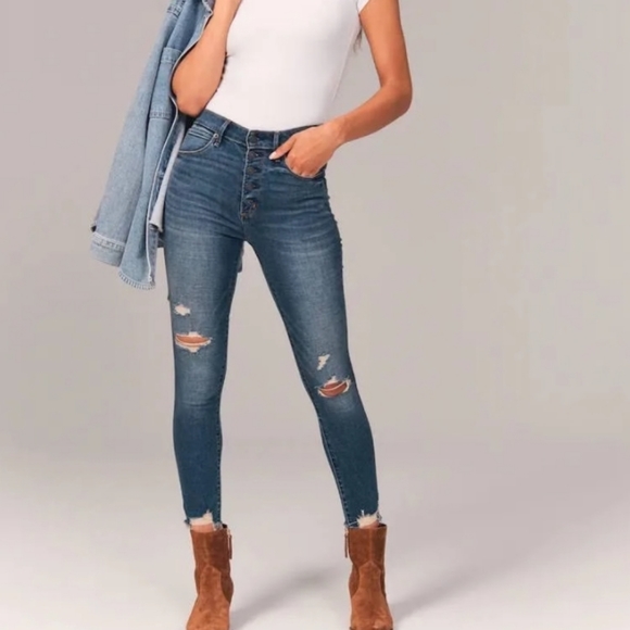Abercrombie & Fitch Denim - Abercrombie & Fitch super skinny ankle rip high rise 2R jeans blue size 26